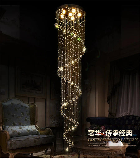 Luminaire Lustre design spirale en cristal – Référence : Elowen3847- - Nexa Lights