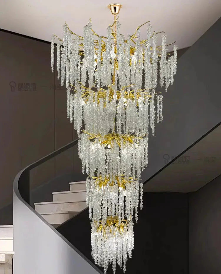 Luminaire Lustre éclats de cristal doré – Référence : Melian8371- - Nexa Lights
