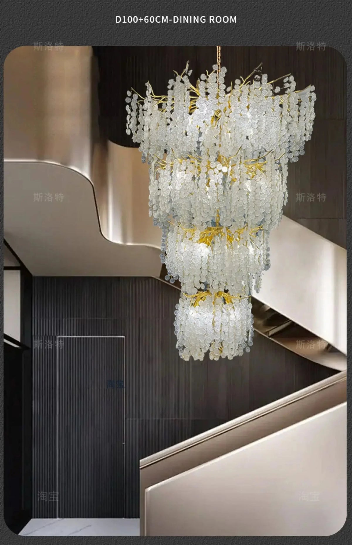 Luminaire Lustre éclats de cristal doré – Référence : Melian8371- - Nexa Lights