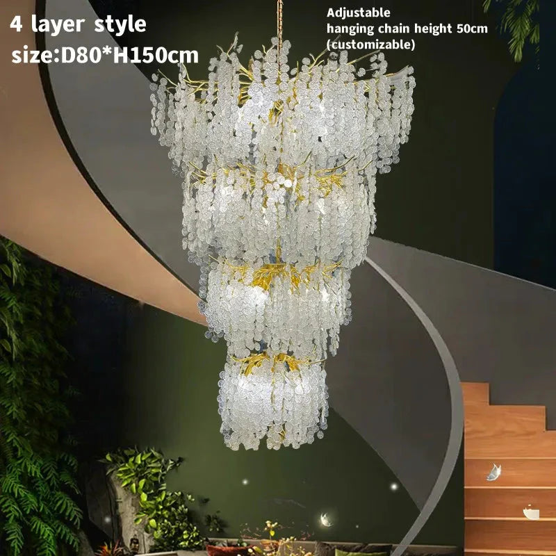 Luminaire Lustre éclats de cristal doré – Référence : Melian8371- - Nexa Lights