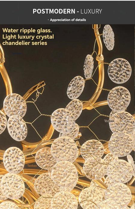 Luminaire Lustre éclats de cristal doré – Référence : Melian8371- - Nexa Lights