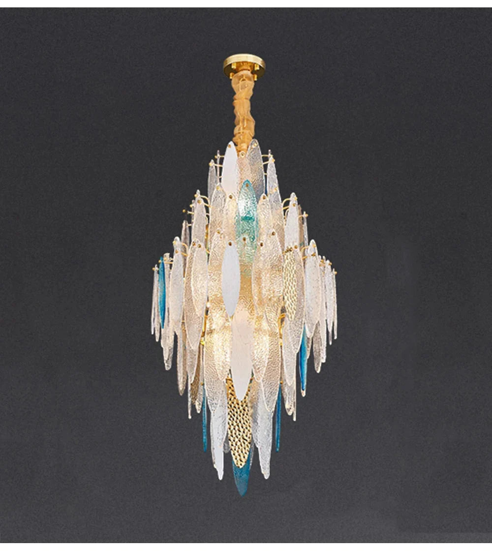 Luminaire Lustre élégance contemporaine au verre ondulé – Référence : Elowen5372- - Nexa Lights