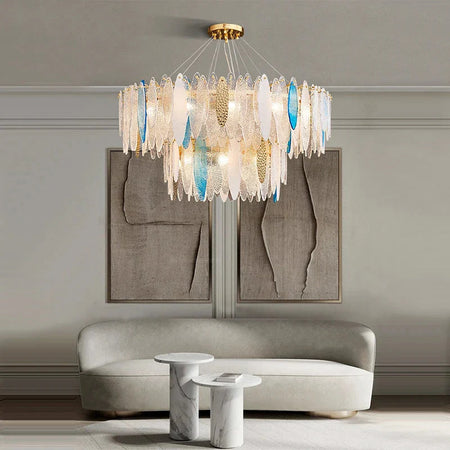 Luminaire Lustre élégance contemporaine au verre ondulé – Référence : Elowen5372- - Nexa Lights