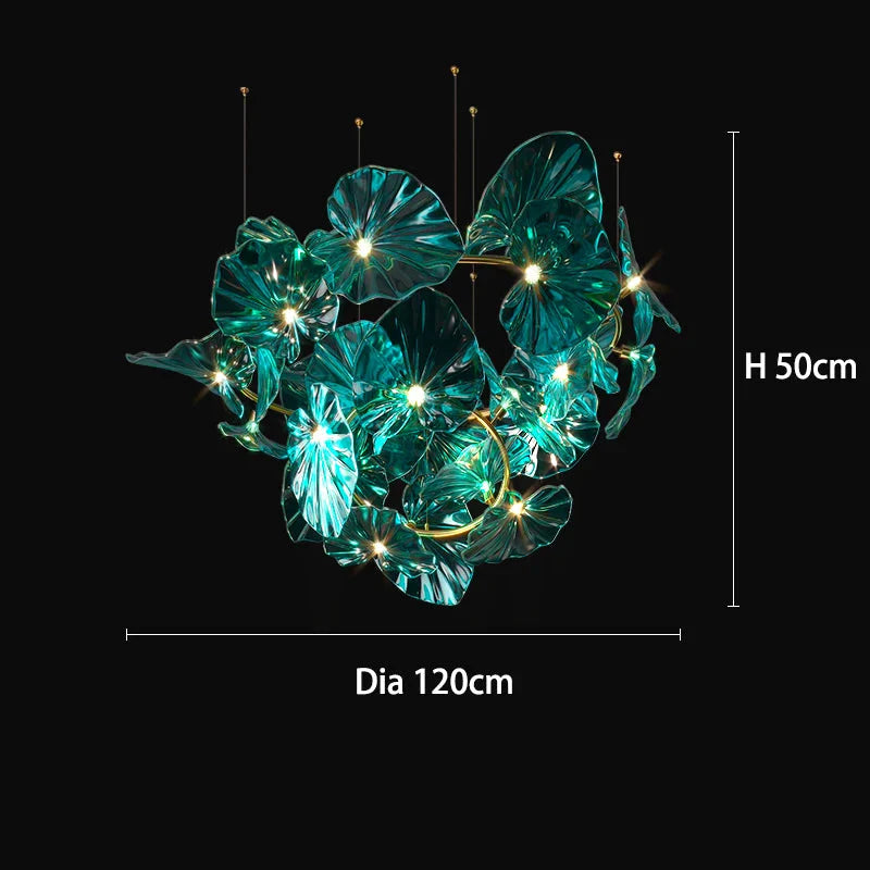 Luminaire Lustre en Verre Vert et Cuivre Poli – Référence : Sélène3841- - Nexa Lights