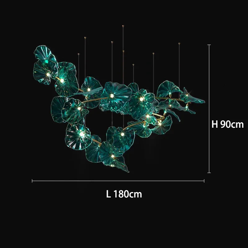 Luminaire Lustre en Verre Vert et Cuivre Poli – Référence : Sélène3841- - Nexa Lights