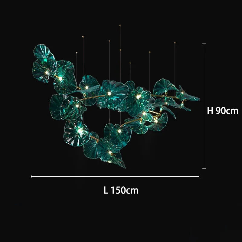 Luminaire Lustre en Verre Vert et Cuivre Poli – Référence : Sélène3841- - Nexa Lights
