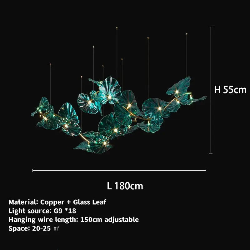 Luminaire Lustre en Verre Vert et Cuivre Poli – Référence : Sélène3841- - Nexa Lights