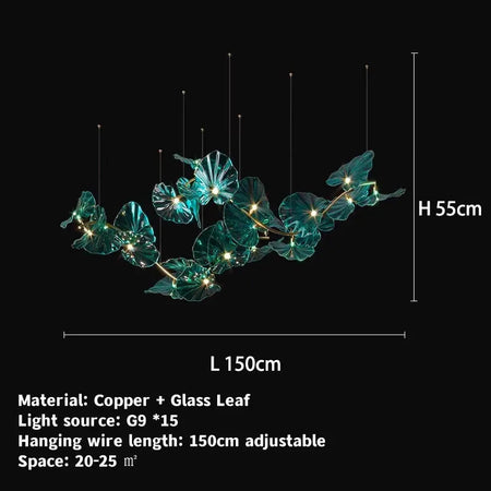 Luminaire Lustre en Verre Vert et Cuivre Poli – Référence : Sélène3841- - Nexa Lights