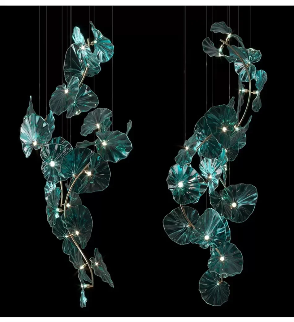 Luminaire Lustre en Verre Vert et Cuivre Poli – Référence : Sélène3841- - Nexa Lights