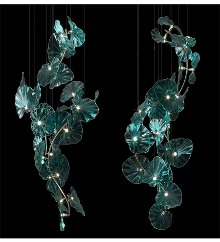 Luminaire Lustre en Verre Vert et Cuivre Poli – Référence : Sélène3841- - Nexa Lights