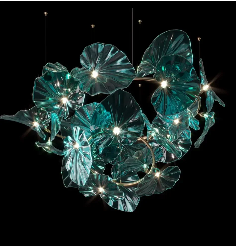 Luminaire Lustre en Verre Vert et Cuivre Poli – Référence : Sélène3841- - Nexa Lights