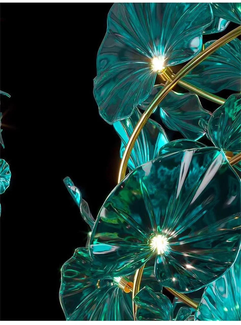 Luminaire Lustre en Verre Vert et Cuivre Poli – Référence : Sélène3841- - Nexa Lights