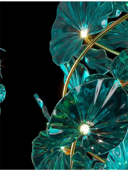 Luminaire Lustre en Verre Vert et Cuivre Poli – Référence : Sélène3841- - Nexa Lights