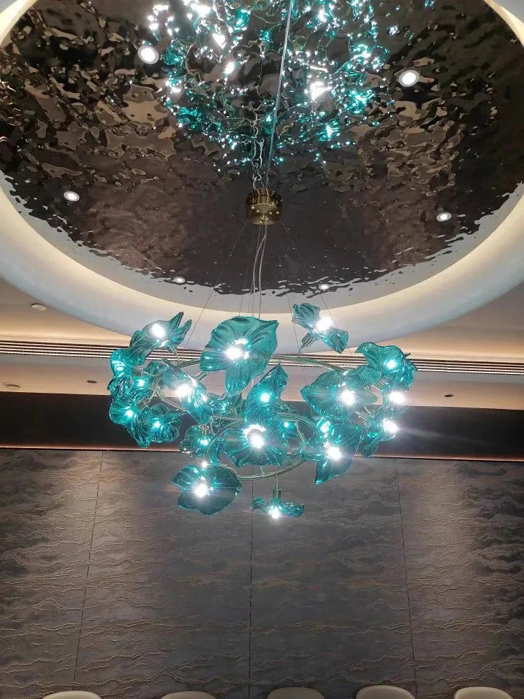 Luminaire Lustre en Verre Vert et Cuivre Poli – Référence : Sélène3841- - Nexa Lights