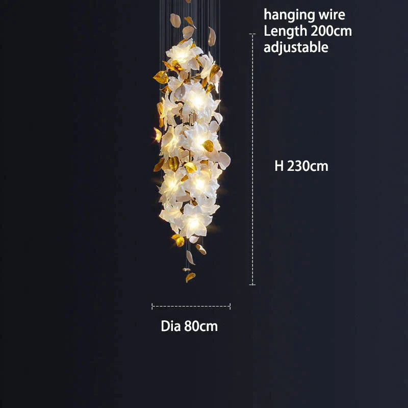Luminaire Lustre fleurs végétales en cristal – Référence : Elowen3827- - Nexa Lights