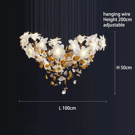 Luminaire Lustre fleurs végétales en cristal – Référence : Elowen3827- - Nexa Lights