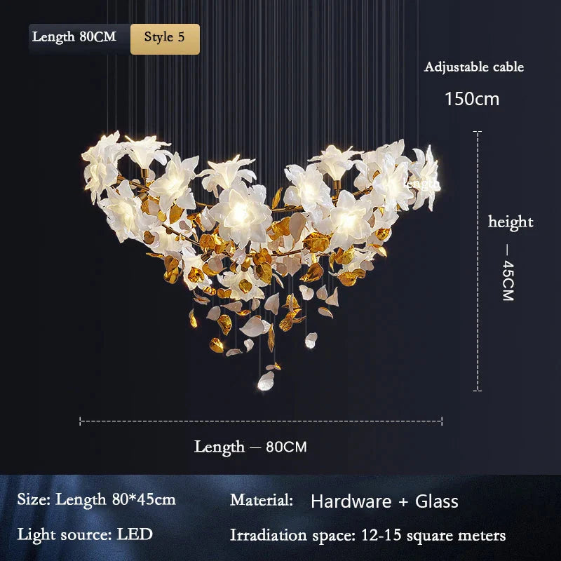 Luminaire Lustre fleurs volantes en cristal – Référence : Aelion3847- - Nexa Lights