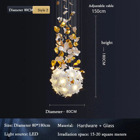 Luminaire Lustre fleurs volantes en cristal – Référence : Aelion3847- - Nexa Lights