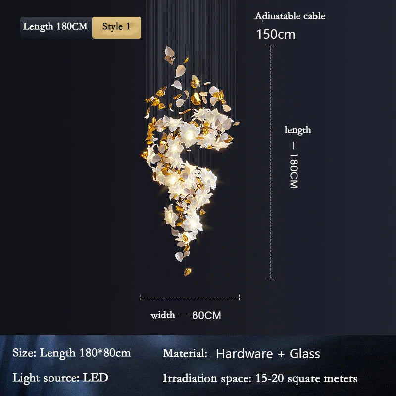 Luminaire Lustre fleurs volantes en cristal – Référence : Aelion3847- - Nexa Lights