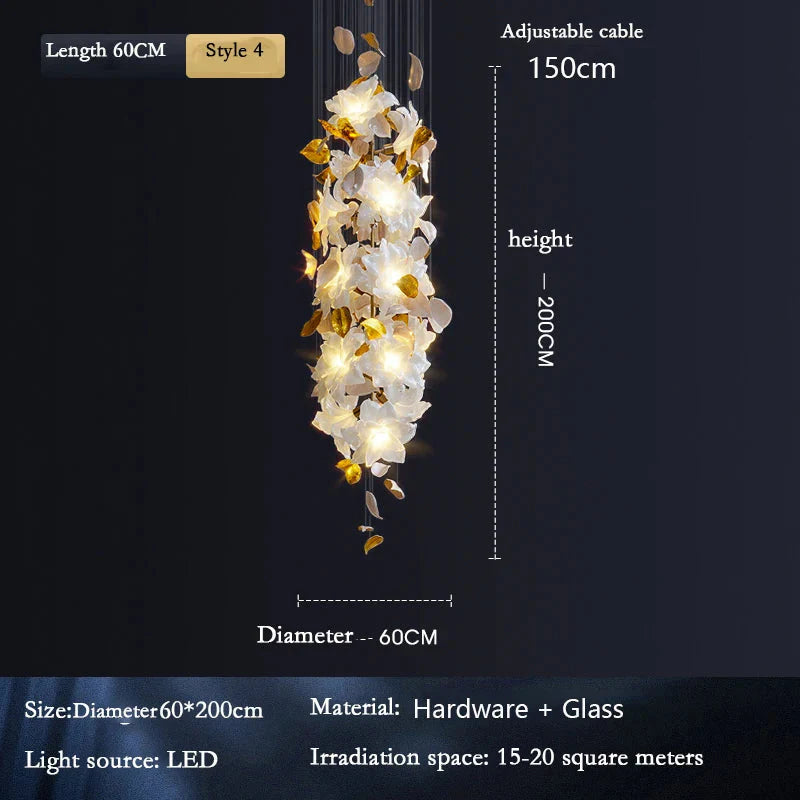 Luminaire Lustre fleurs volantes en cristal – Référence : Aelion3847- - Nexa Lights