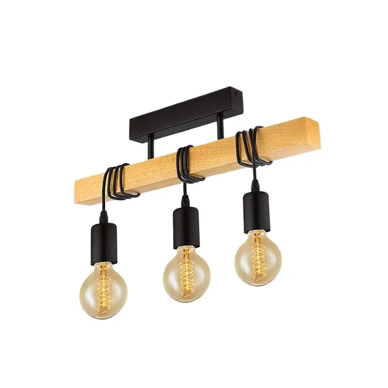 Luminaire Plafonnier Design Rétro Bois – Référence: Léo2841- - Nexa Lights