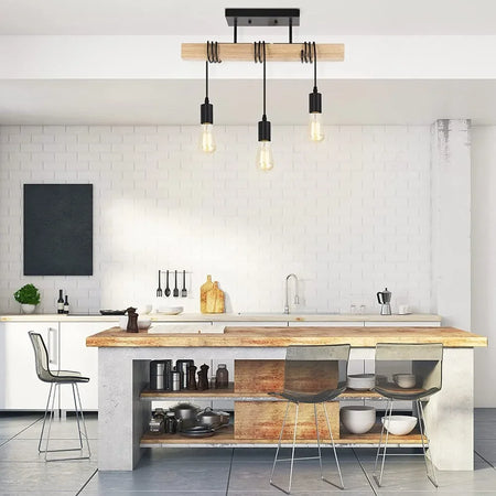 Luminaire Plafonnier Design Rétro Bois – Référence: Léo2841- - Nexa Lights