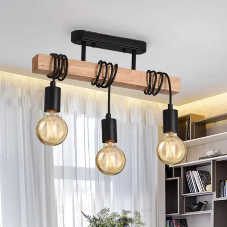 Luminaire Plafonnier Design Rétro Bois – Référence: Léo2841- - Nexa Lights