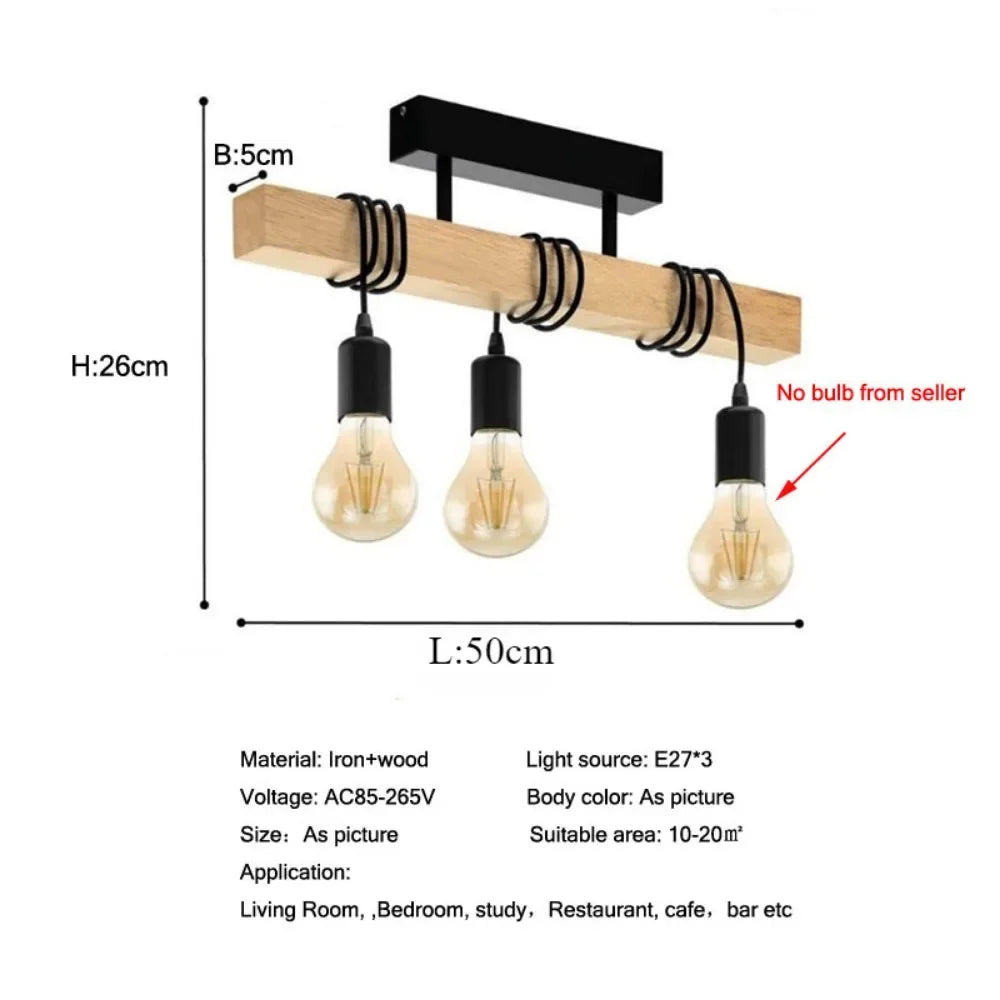 Luminaire Plafonnier Design Rétro Bois – Référence: Léo2841- - Nexa Lights
