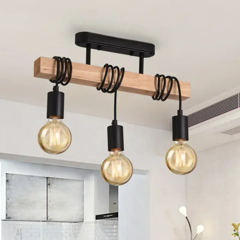 Luminaire Plafonnier Design Rétro Bois – Référence: Léo2841- - Nexa Lights