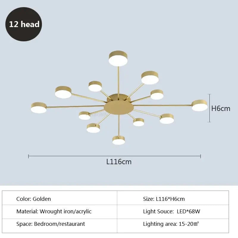 Luminaire Plafonnier à Bras Multiples Élégant – Référence : Elowen5342- - Nexa Lights