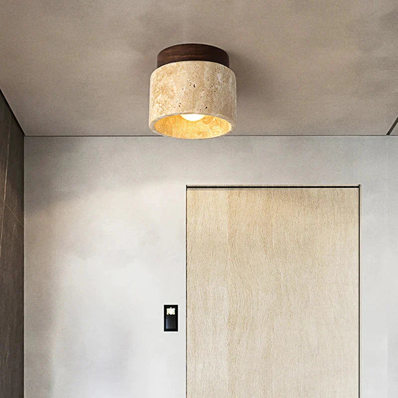 Luminaire Plafonnier design japonais marbre jaune – Référence : Elouan4732- - Nexa Lights