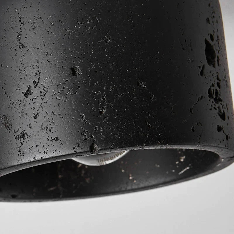 Luminaire Plafonnier finition en travertin noir et bois – Référence : Elowen4826- - Nexa Lights