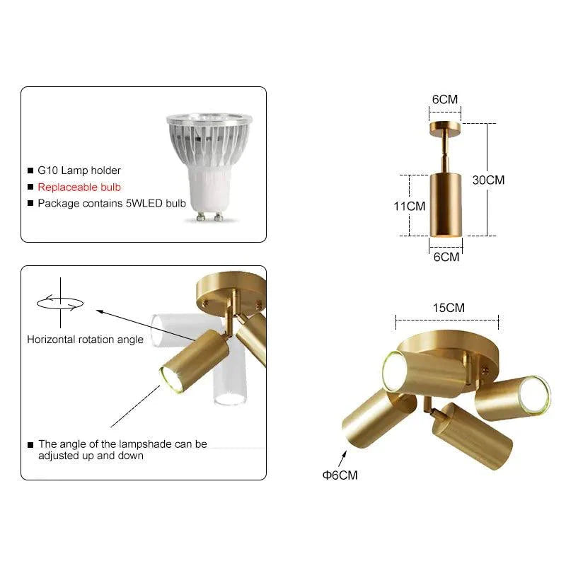 Luminaire Plafonnier finition laiton plaqué – Référence : Naelia2345- - Nexa Lights