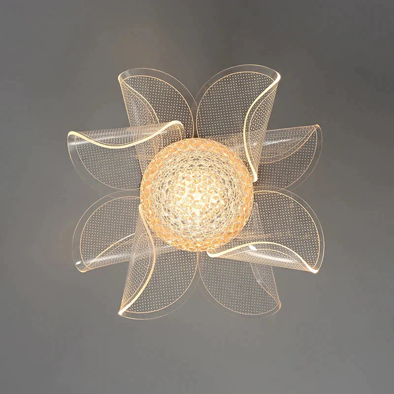 Luminaire Plafonnier fleur de verre et métal doré – Référence : Elyan5643- - Nexa Lights