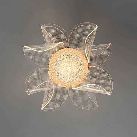 Luminaire Plafonnier fleur de verre et métal doré – Référence : Elyan5643- - Nexa Lights