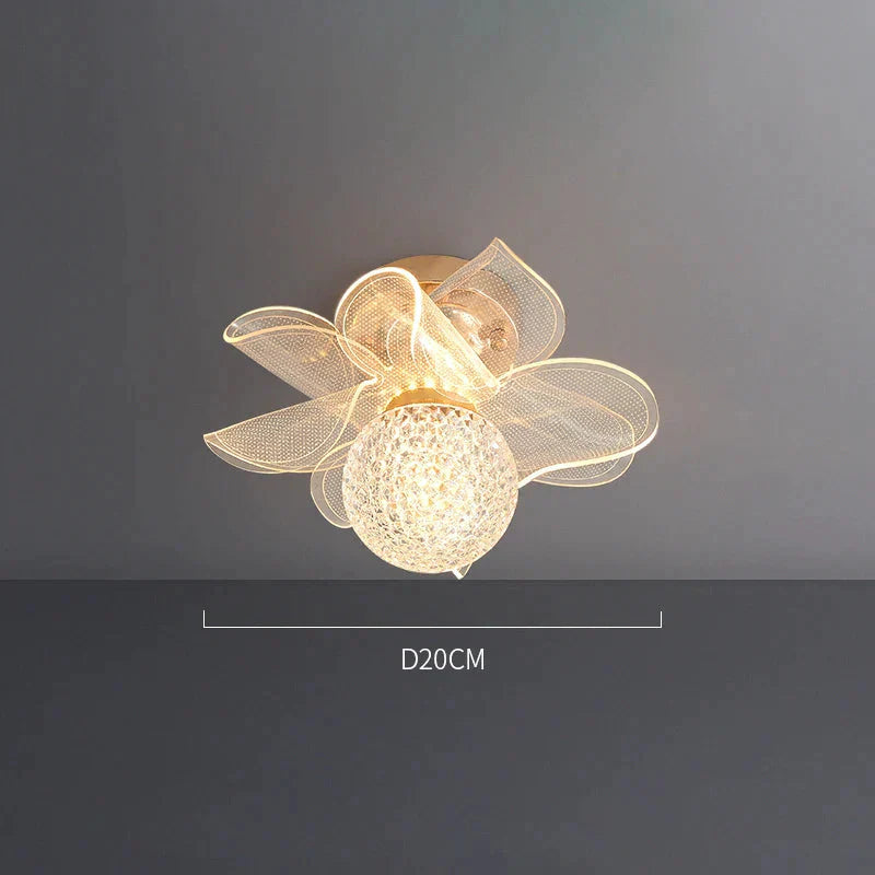 Luminaire Plafonnier fleur de verre et métal doré – Référence : Elyan5643- - Nexa Lights