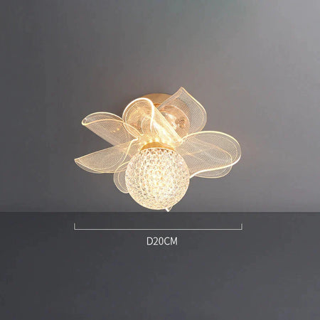 Luminaire Plafonnier fleur de verre et métal doré – Référence : Elyan5643- - Nexa Lights