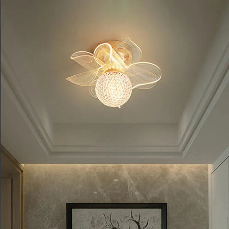 Luminaire Plafonnier fleur de verre et métal doré – Référence : Elyan5643- - Nexa Lights