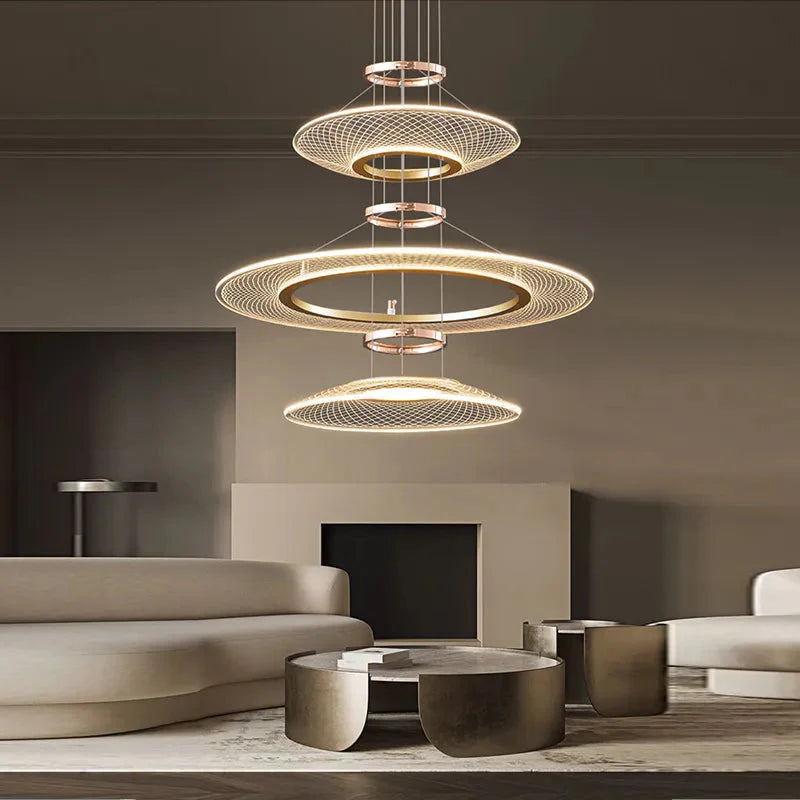 Luminaire Suspension aluminium doré brillant – Référence : Arnaud5623-Luminaire Suspendu - Nexa Lights