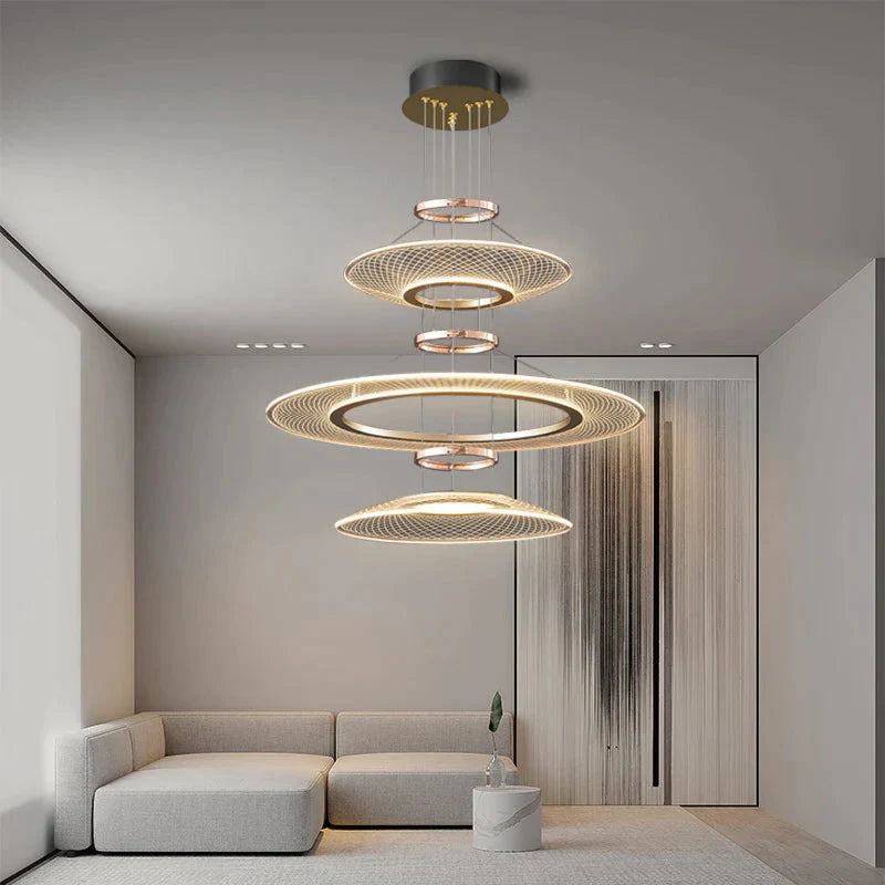 Luminaire Suspension aluminium doré brillant – Référence : Arnaud5623-Luminaire Suspendu - Nexa Lights