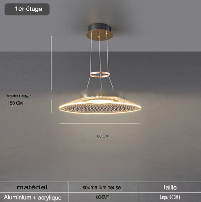 Luminaire Suspension aluminium doré brillant – Référence : Arnaud5623-Luminaire Suspendu - Nexa Lights