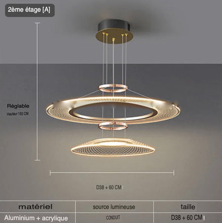 Luminaire Suspension aluminium doré brillant – Référence : Arnaud5623-Luminaire Suspendu - Nexa Lights