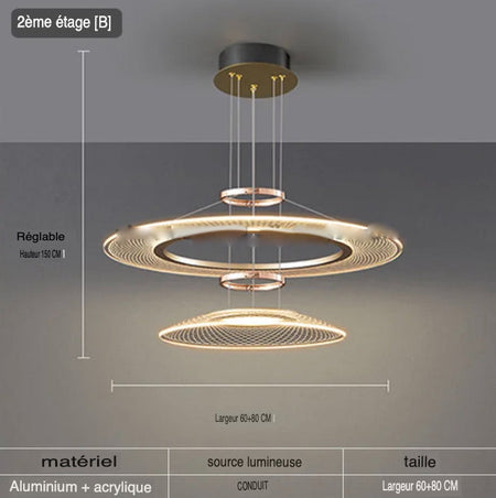 Luminaire Suspension aluminium doré brillant – Référence : Arnaud5623-Luminaire Suspendu - Nexa Lights