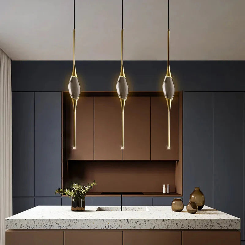 Luminaire Suspension cristal translucide et cuivre – Référence : Mariel3752-Luminaire Suspendu - Nexa Lights