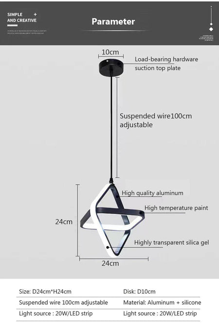 Luminaire Suspension design minimaliste noir – Référence : Vesper4732- - Nexa Lights