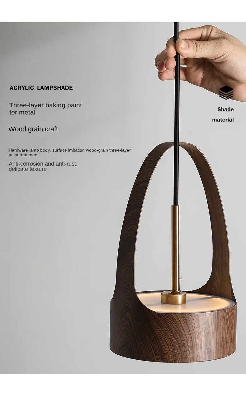 Luminaire Suspension design nordique en bois de noyer – Référence : Marilé6723- - Nexa Lights