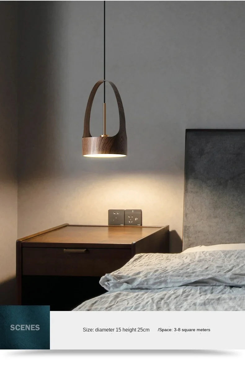 Luminaire Suspension design nordique en bois de noyer – Référence : Marilé6723- - Nexa Lights