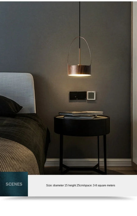 Luminaire Suspension design nordique en bois de noyer – Référence : Marilé6723- - Nexa Lights