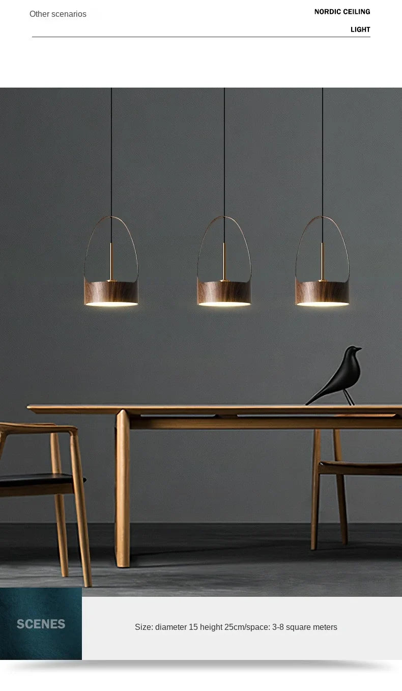 Luminaire Suspension design nordique en bois de noyer – Référence : Marilé6723- - Nexa Lights