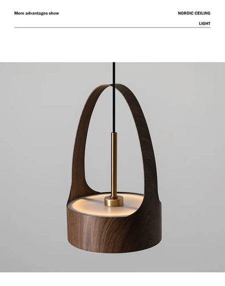Luminaire Suspension design nordique en bois de noyer – Référence : Marilé6723- - Nexa Lights